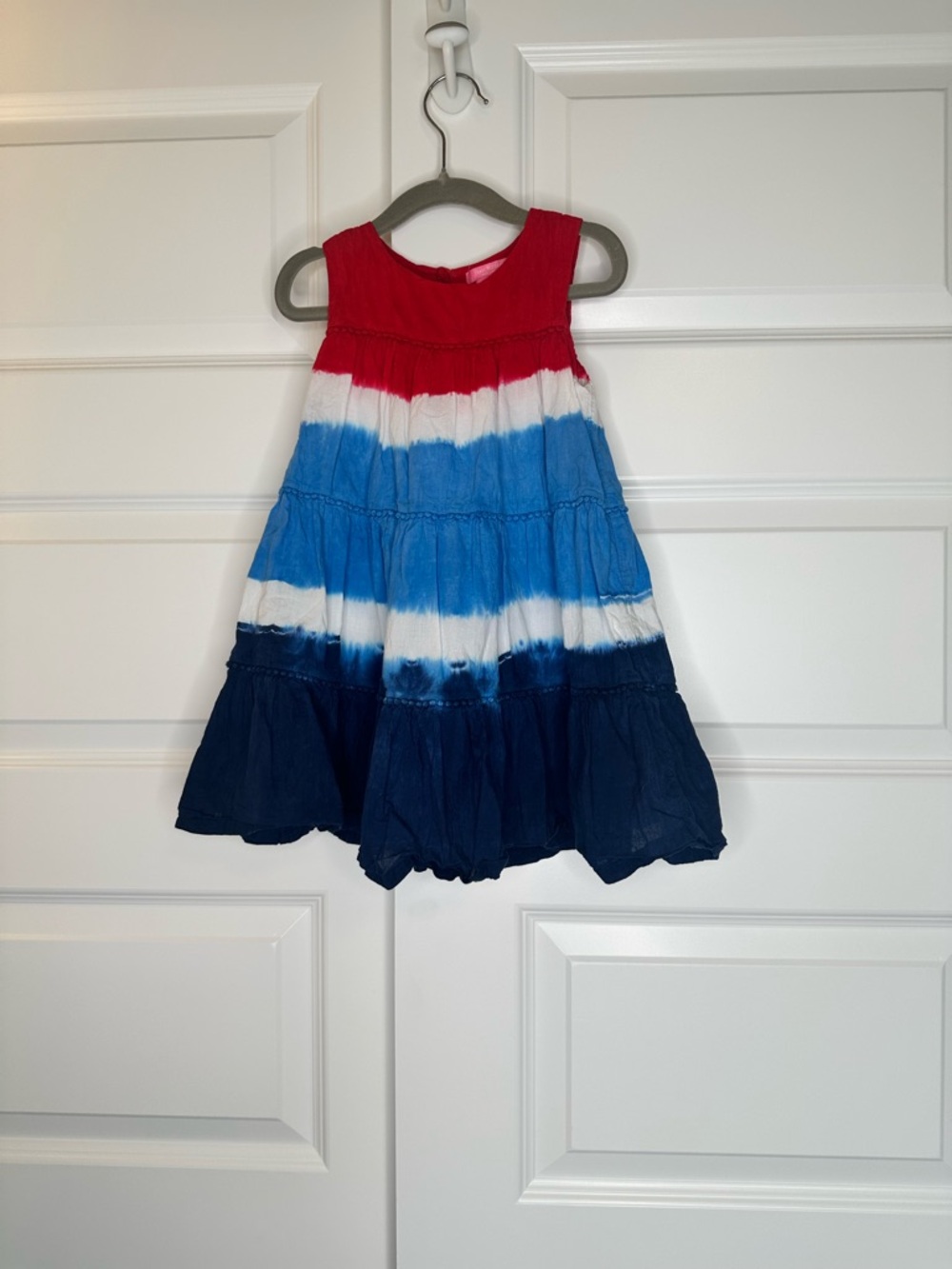 Isaac Mizrahi Girls 4T Red White Blue Tiered Dress - EUC